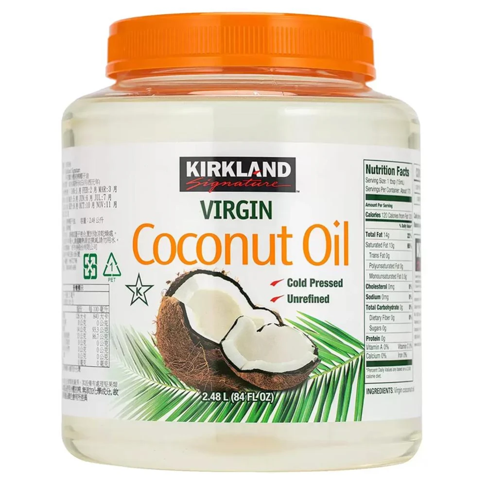 【Kirkland Signature 科克蘭】冷壓初榨椰子油 2.48公升/罐 椰子油 新鮮椰肉為原料 冷壓萃取未精煉處理