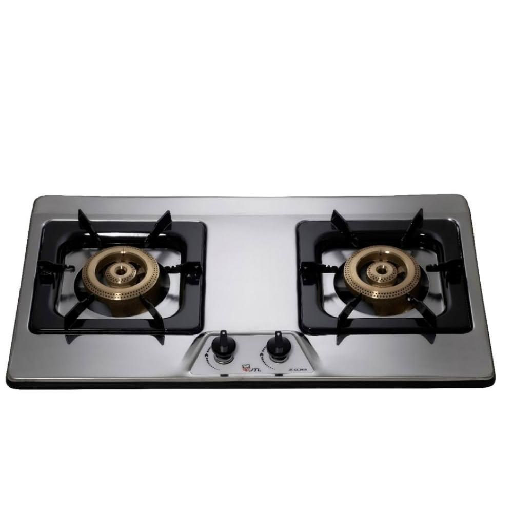 【喜特麗】JT-GC201S 雙口檯面爐 (含基本安裝)｜檯面爐｜銅爐頭｜不銹鋼面板｜瓦斯爐｜