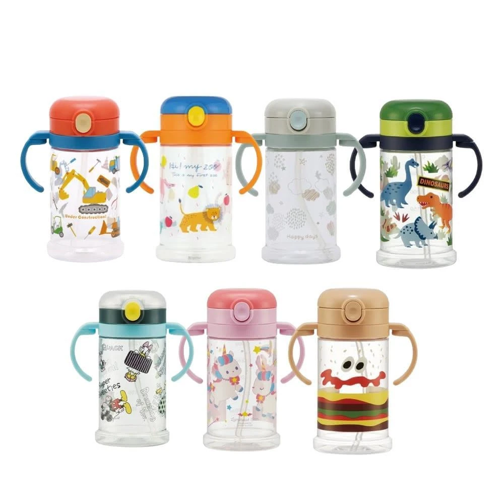 【Skater】日本進口 寬底吸管把手 兒童水壺370ml