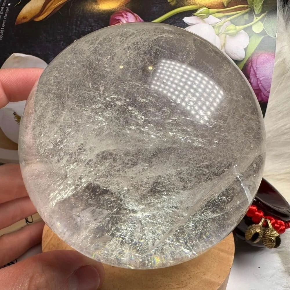 千奇國際精品】天然水晶頂級白水晶球57號1559公克直徑10公分❤️