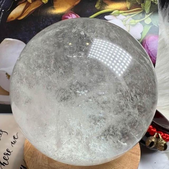 千奇國際精品】天然水晶頂級白水晶球57號1559公克直徑10公分❤️