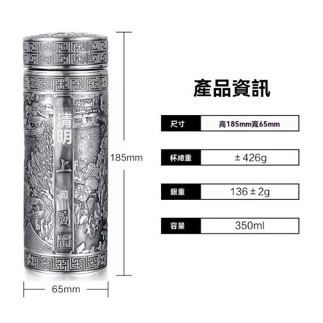 免運+ 台灣出貨可開統編999純銀高級銀水杯足銀內膽全銀養生保健茶杯高