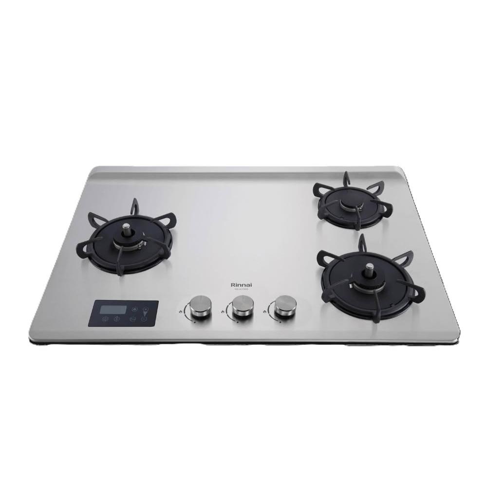 【林內】RB-A3760S(L) 檯面式緻溫不銹鋼三口爐 (含基本安裝)｜緻溫系列｜檯面爐｜左大｜定時定溫｜一級能效｜瓦斯爐｜
