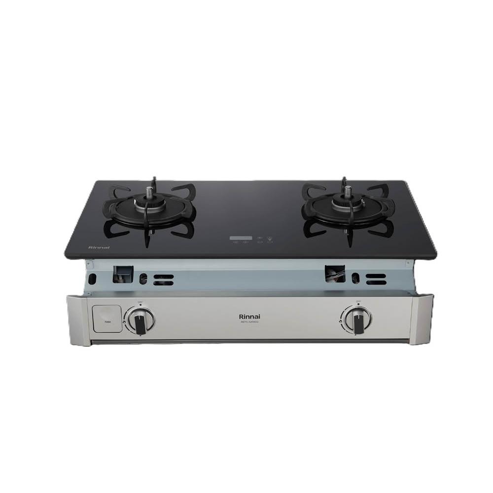 【林內】RBTS-A2660G(B) 嵌入式緻溫玻璃雙口爐 (含基本安裝)|緻溫系列|嵌入爐|定時定溫|一級能效|瓦斯爐|