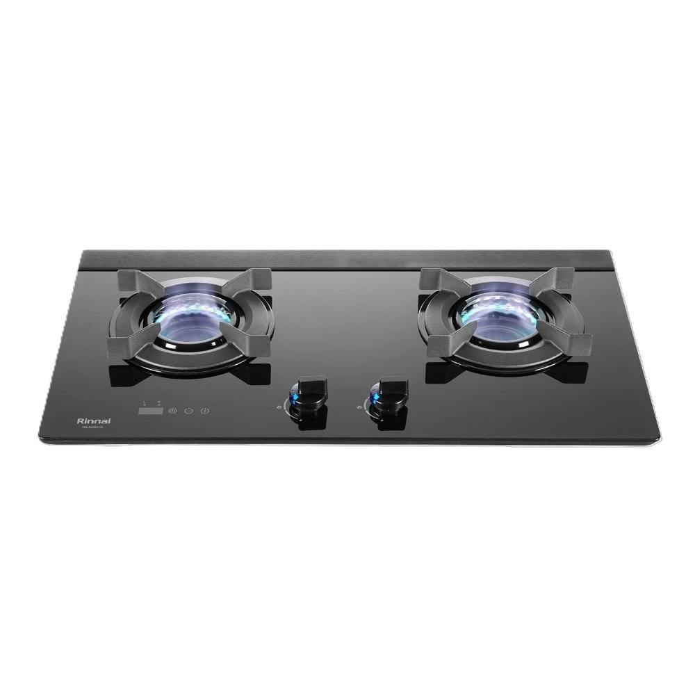 【林內】RB-N2621G 檯面式內焰玻璃雙口爐 (含基本安裝)｜內焰系列｜檯面爐｜內焰防風｜雙口定時｜一級能效｜瓦斯爐｜