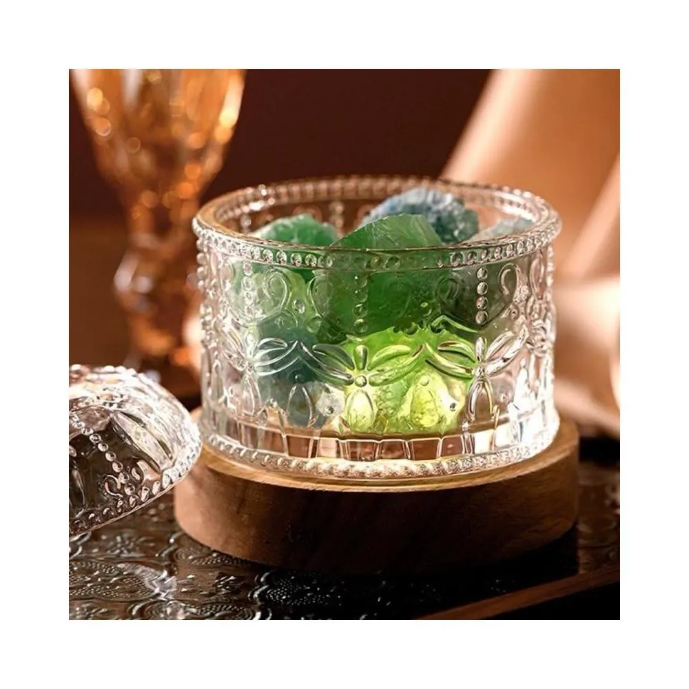 【開運堂】水晶消磁碗消磁盒 天然原礦水晶燈 小夜燈水晶玻璃碗 擴香石 水晶原礦 USB燈座 LED燈