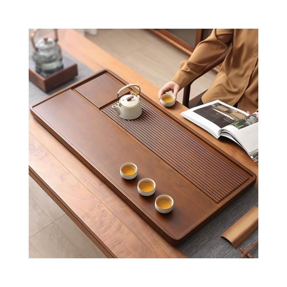 實木茶盤家用整塊長方形茶盤簡約辦公室幹泡茶臺功夫款帶排水