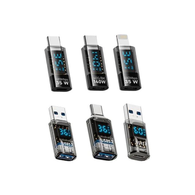 數顯 轉接頭 數位顯示 USB3.2 10Gbps 電壓電流表 測試表 Type-c Lightning 功率表