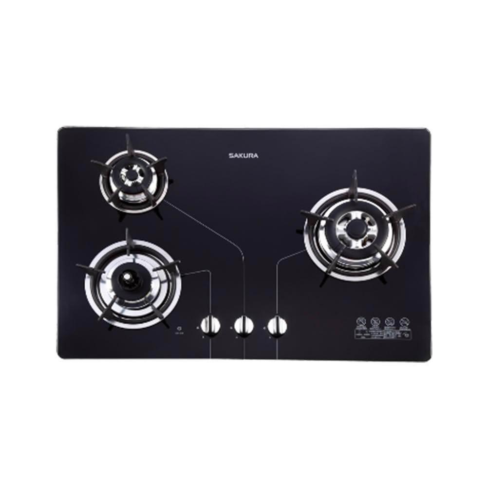 【SAKURA 櫻花】櫻花 SAKURA 三口爐 檯面爐 瓦斯爐 G2830KGB 黑色強化玻璃 (僅限 中彰投 含基本安裝)