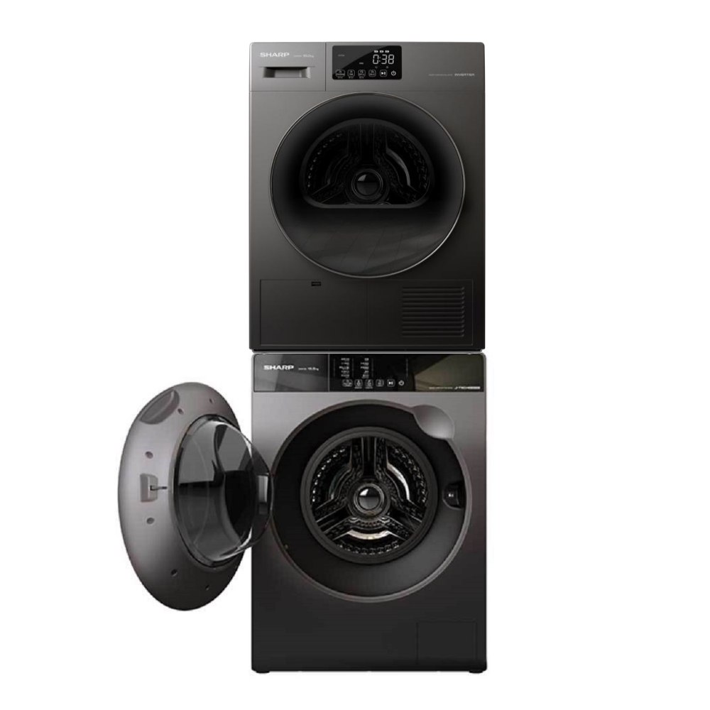 【SHARP 夏普】回函贈★10公斤熱泵免曬衣機乾衣機12.5公斤變頻溫水滾筒洗衣機ES-FKS125WT-KD-FKH10DT