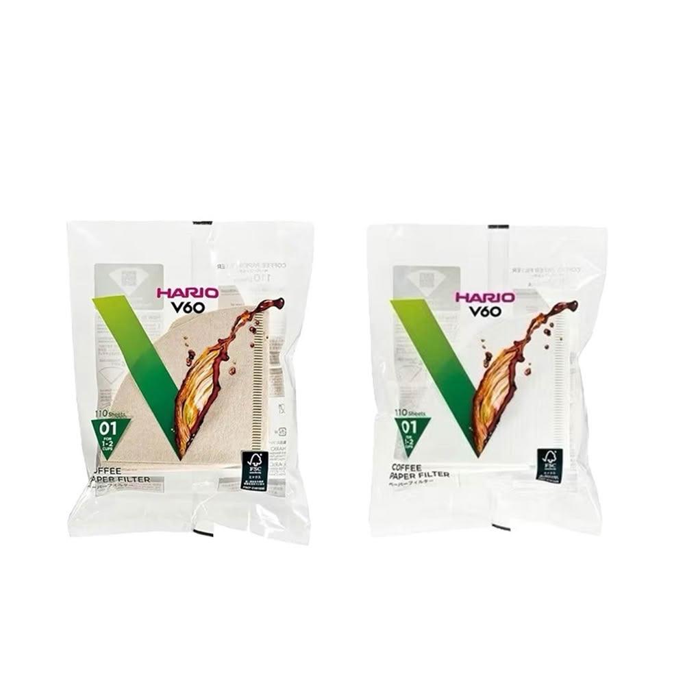 【HARIO】V60 錐形咖啡濾紙 1-2杯 110張 原色 白色