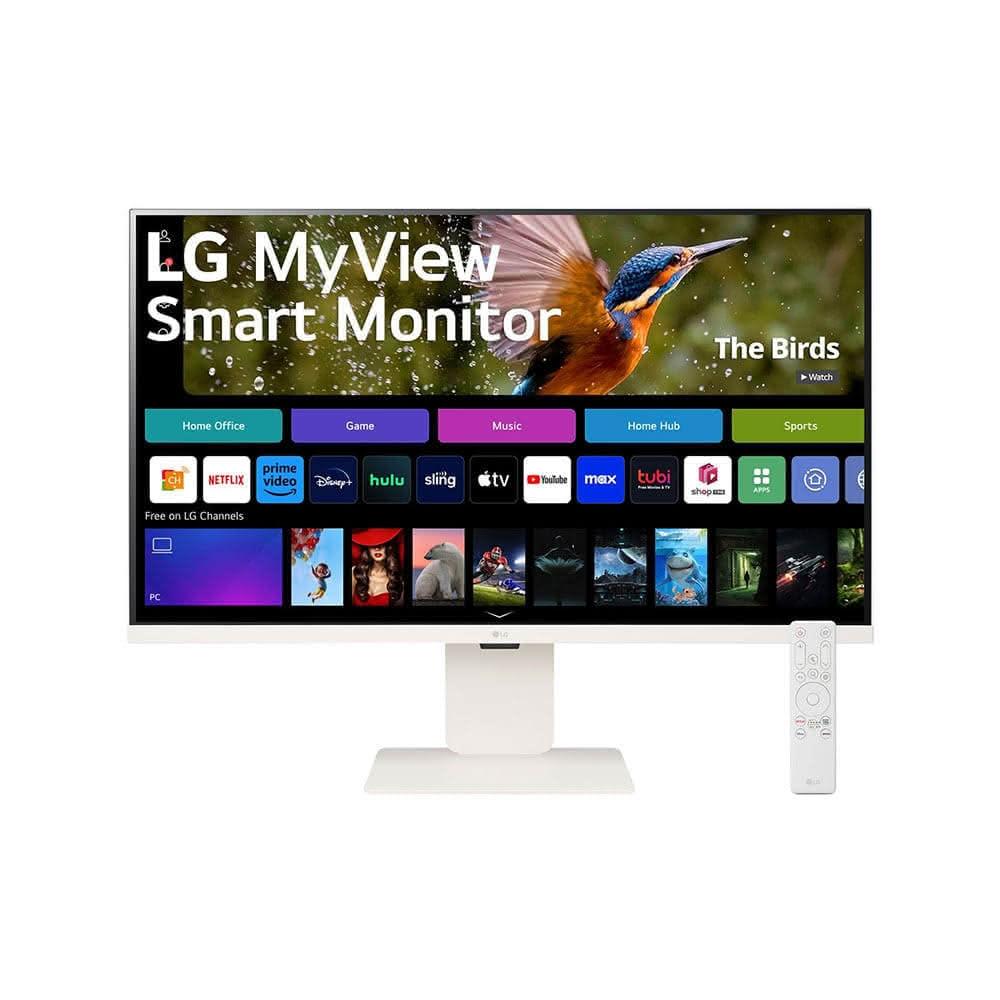 LG 樂金 32SR83U-W 32型 4K IPS 電腦螢幕，支援 UHD 3840x2160 解析度，三邊極窄邊框設計，可調整傾斜角度及高度，內建 webOS IoT 操控系統，支援 AirPlay 2 視訊傳輸，適用於 Type-C 與 HDMI 介面，16:9 適用比例，提供優質顯示效果與靈活使用體驗