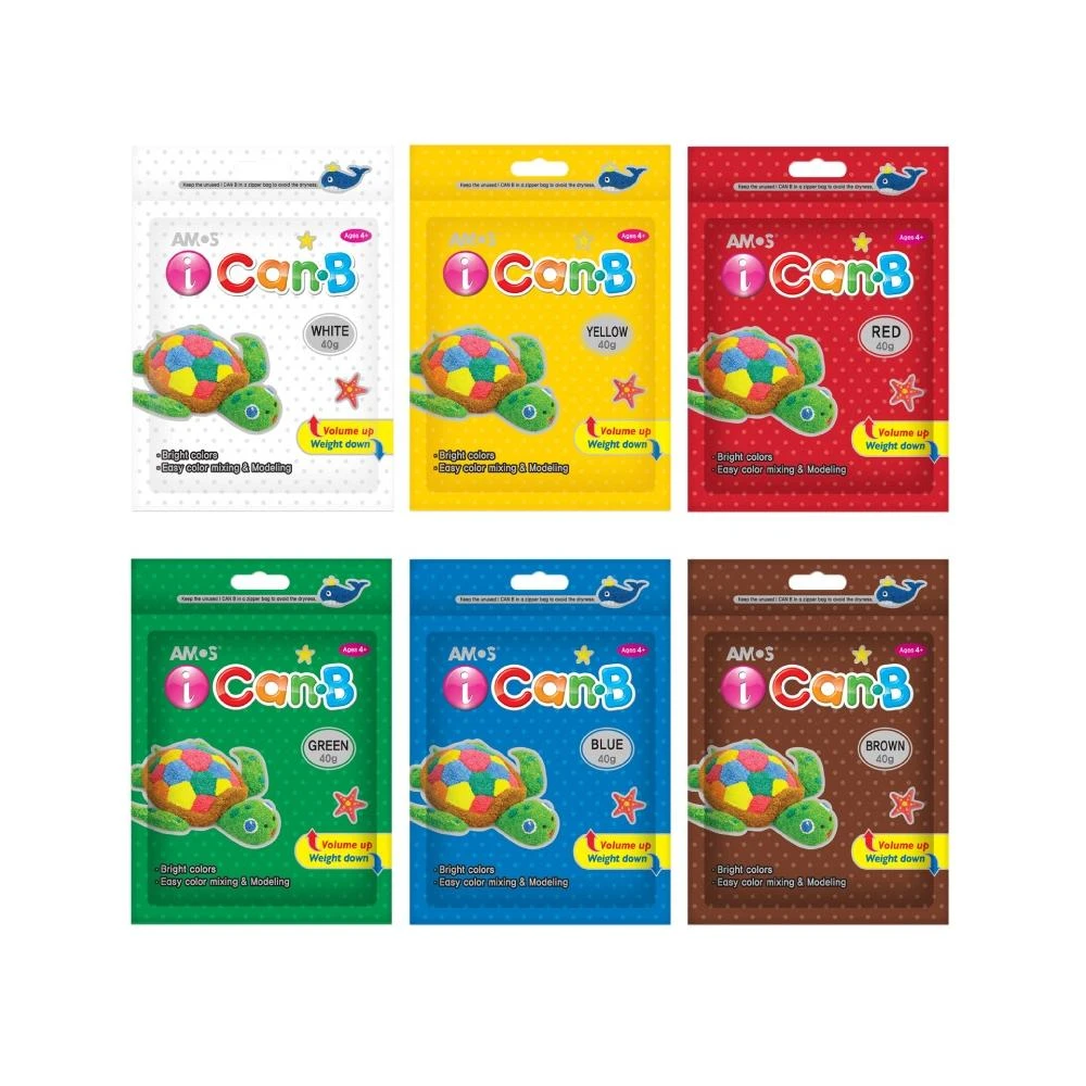 【AMOS 阿摩司】韓國AMOS 6色40克袋裝泡泡黏土(補充包)