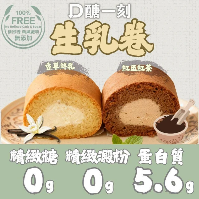 【D醣一刻】單片60g/片 無精緻澱粉生乳捲