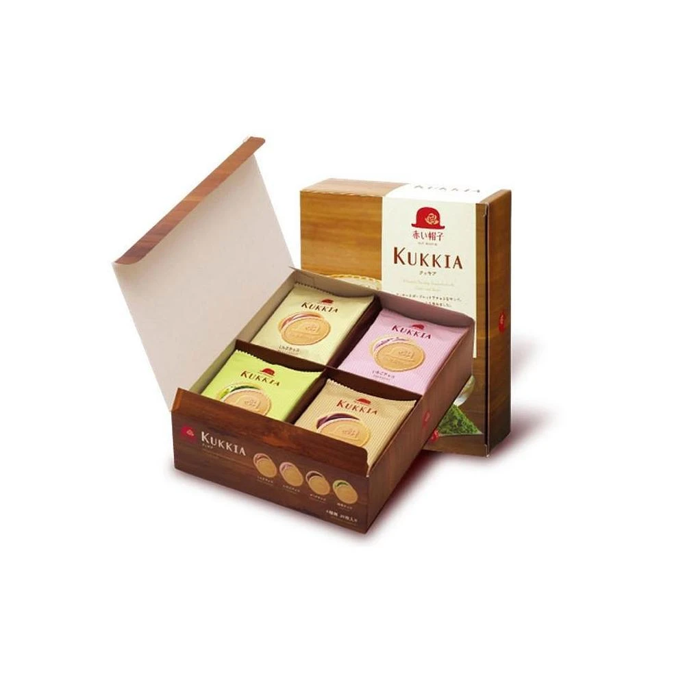 +爆買日本+ 高帽子 KUKKIA 赤帽子 4味綜合法蘭酥 20枚入 禮盒 可可 草莓 抹茶 紅帽 日本進口 日本必買