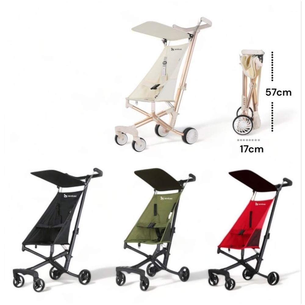【Mykidz】可登機口袋推車CX-1(紅/黑/白金/軍綠；兒童推車/輕便推車)