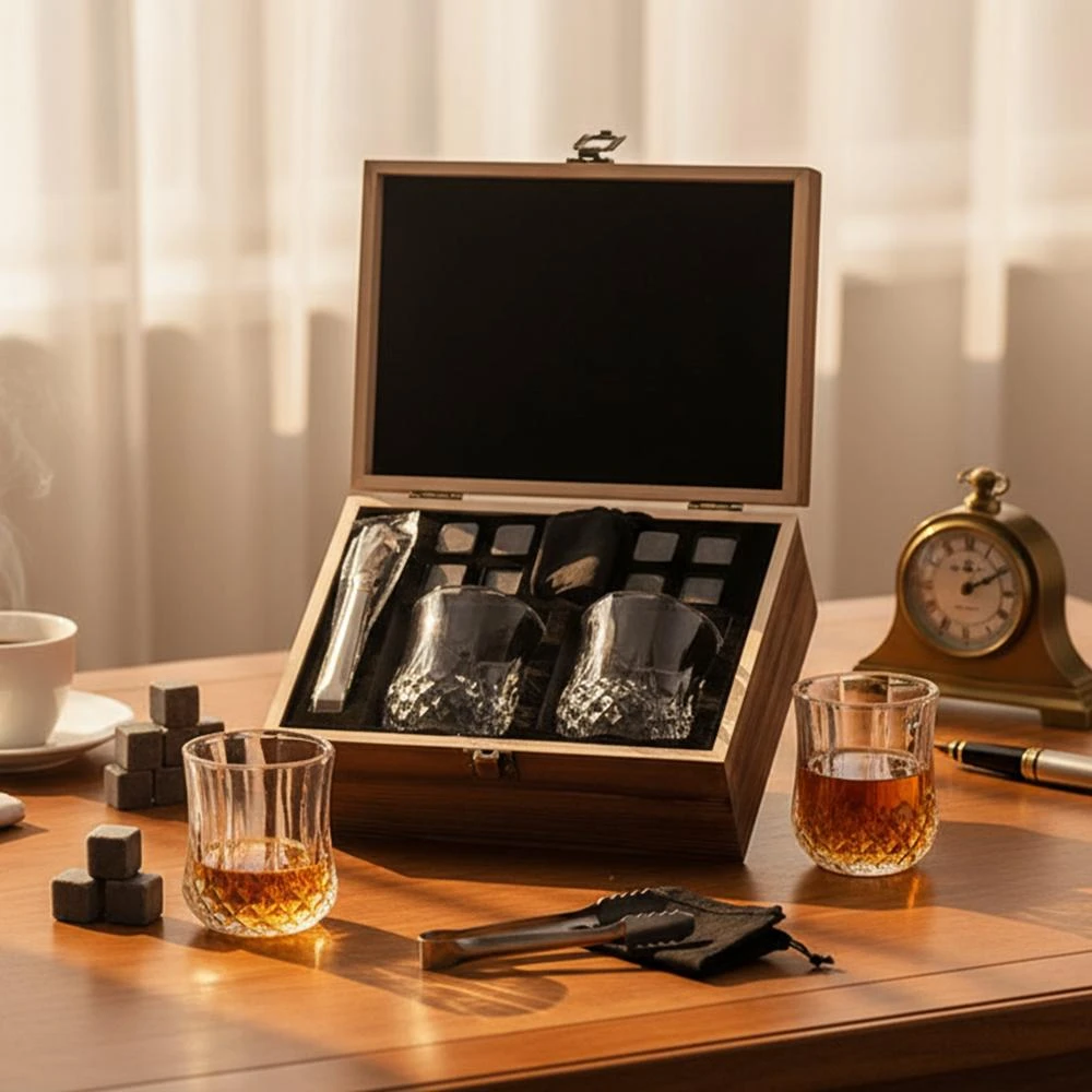 【Bravomart】威士忌酒杯木盒套裝 - 雙杯款