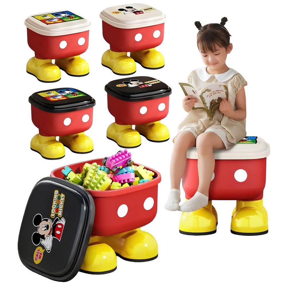 【Disney 迪士尼】迪士尼 椅子 米奇 多功能椅子 收納椅 收納 凳子 收納凳 可坐 家用 椅 臥室 雜物 收納箱 交換 禮物 禮品 抽獎