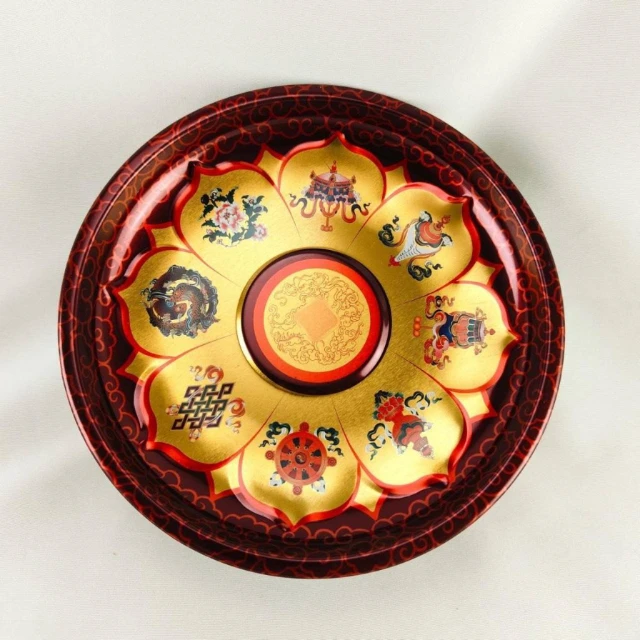 弘喧 供盤 金屬 圓形 供佛 八吉祥 供奉用品 蓮花 敬果盤 供果盤 拜拜 水果盤 財神 佛桌 法會 強化磁場