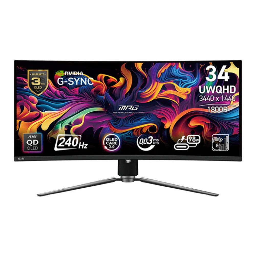 【MSI 微星】MPG 341CQPX QD-OLED 曲面電競螢幕 34型 UWQHD OLED/0.03ms