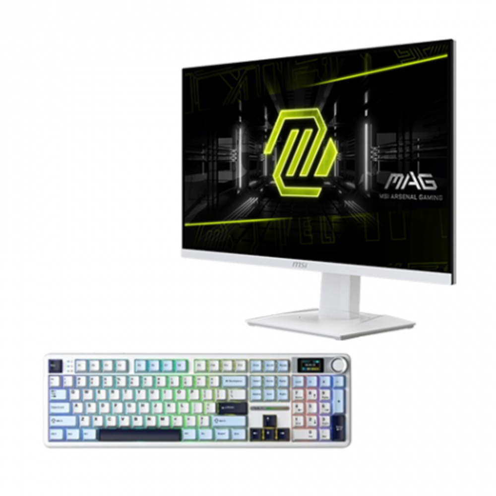 【MSI 微星】【破盤價】【27型】274QRFW 白色 電競螢幕+狼蛛AULA F108pro(淺藍+白+黑紫)(加碼送滑鼠)