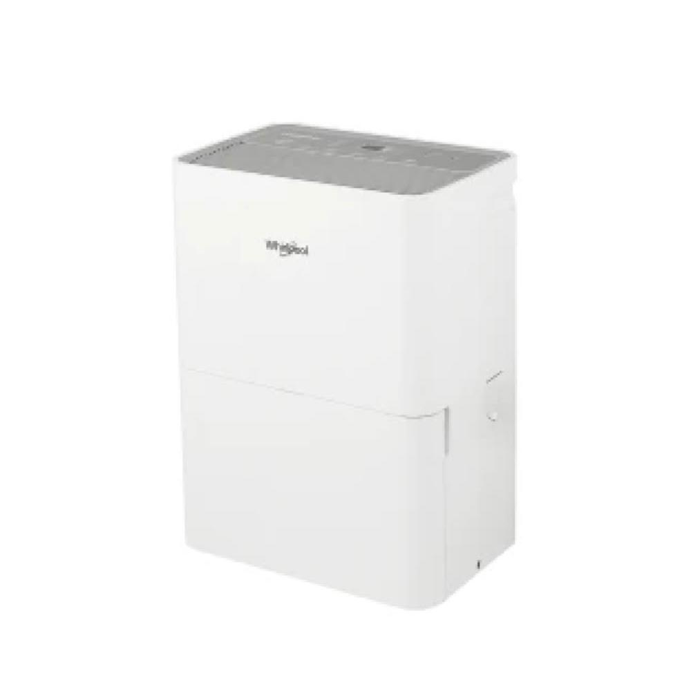 Whirlpool 惠而浦 WDEE20TW 除濕機，採用一般濾網與插頭式設計，日除濕量達10L~15L，容量11-20L，適合1坪~15坪空間使用。具備滿水提醒、預約功能及連續除濕模式，1級能效省電高效，180天保固，理想家用除濕解決方案，快速去除濕氣，維持舒適環境。