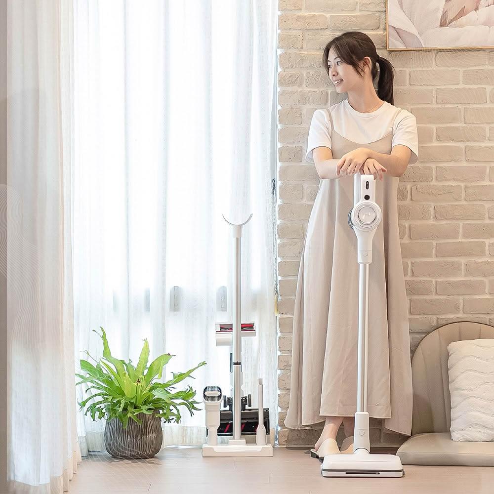 【JWAY】極淨濕拖無線吸塵器｜電動濕拖+除蟎吸頭｜強力吸塵 可拆電池｜水洗HEPA濾網 附收納架｜ JY-SV16M