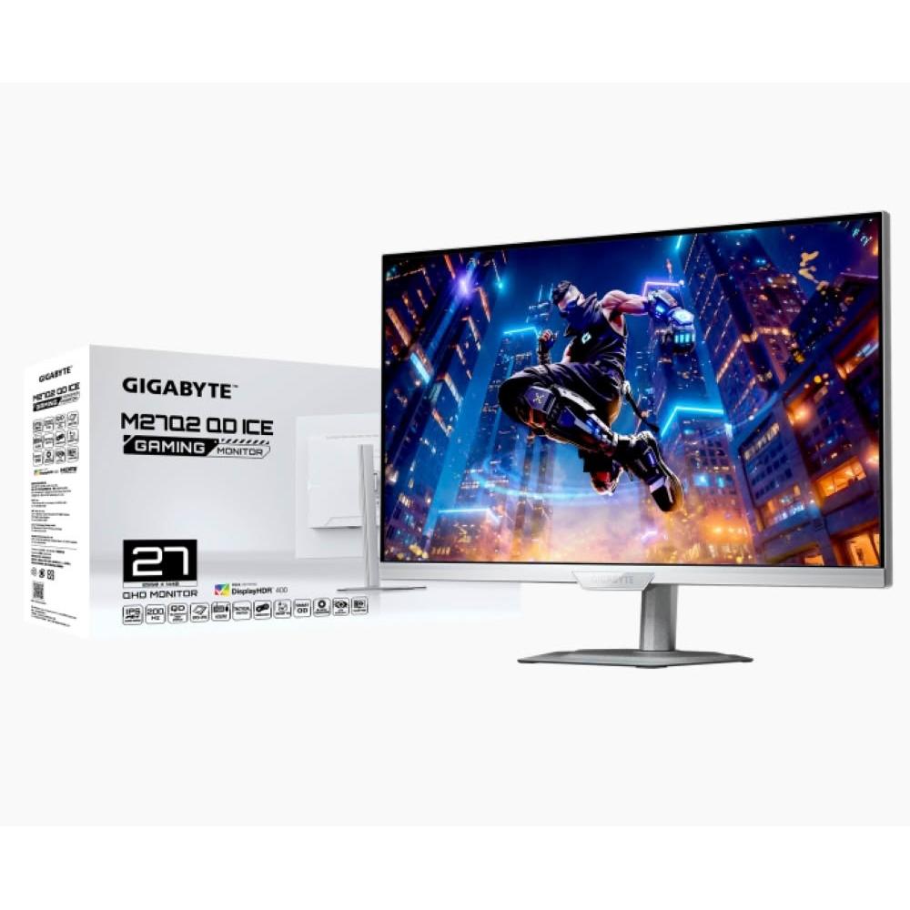 【GIGABYTE 技嘉】技嘉 M27Q2 QD ICE 白 27吋電競螢幕(2H1P1C/量子點/200Hz/HDR400/可升降旋轉)