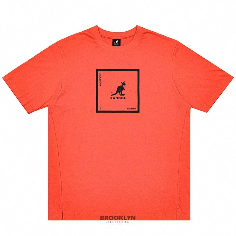 【KANGOL】KANGOL 短T 橘色 方框 袋鼠 大LOGO 短袖 上衣 男 6225102550
