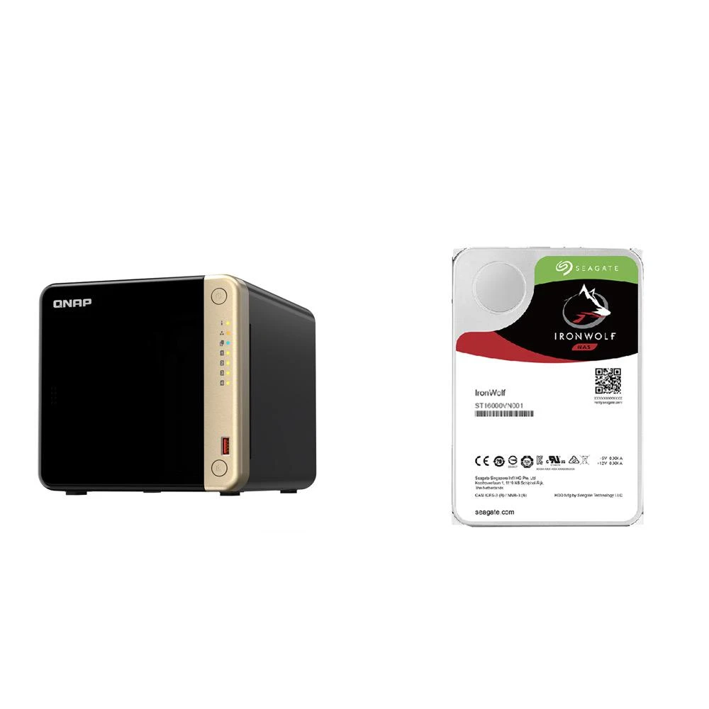 【QNAP 威聯通】〈自MO價〉TS-464-8G NAS+Seagate 那嘶狼 12TB NAS硬碟(X2)