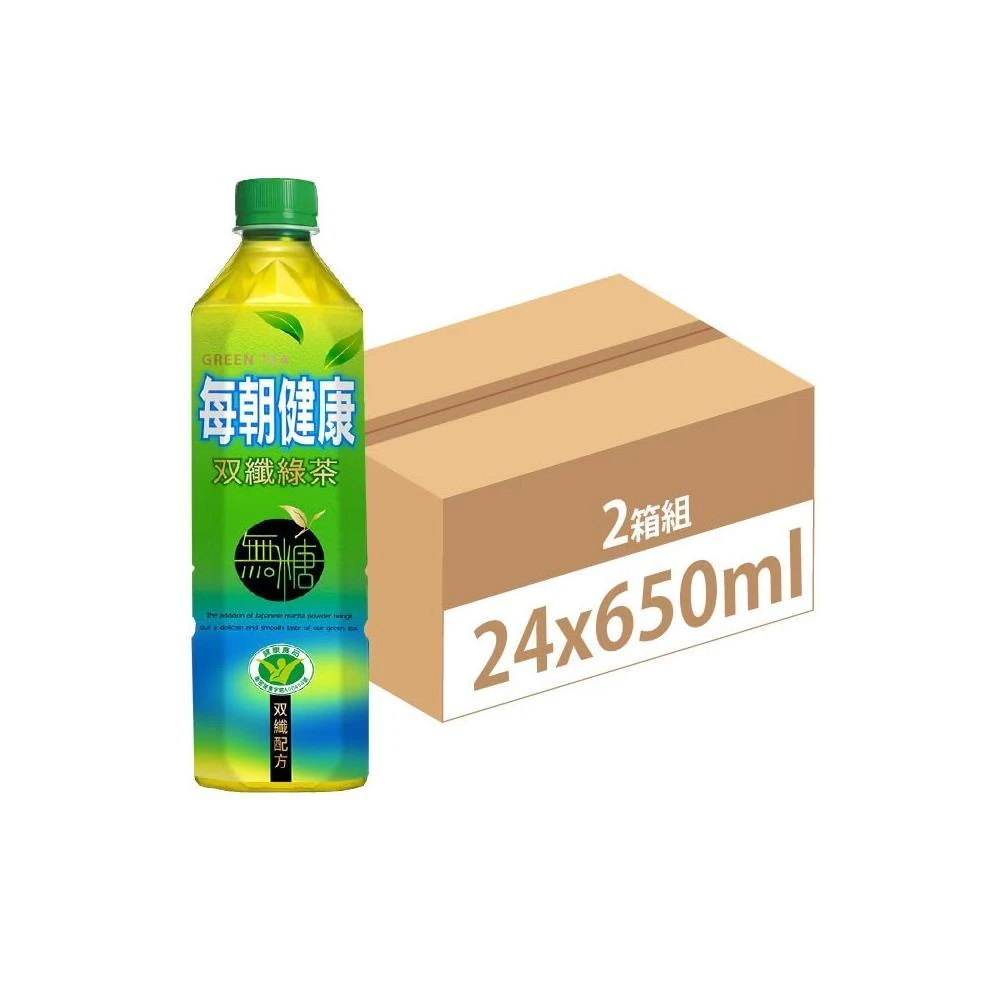 【每朝健康】雙纖綠茶 650mlx24瓶/箱 (2箱組)