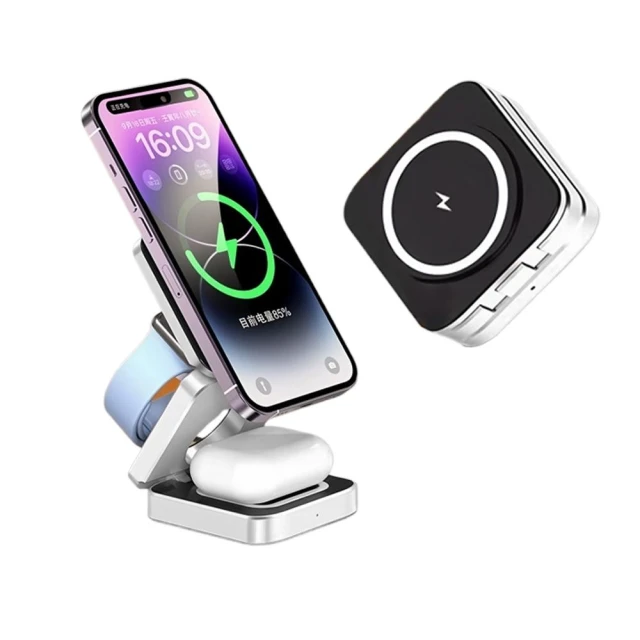 三合一無線充電器 無線充電器 MagSafe無線充電盤 磁吸無線充電 支援三星/蘋果 手機手錶耳機