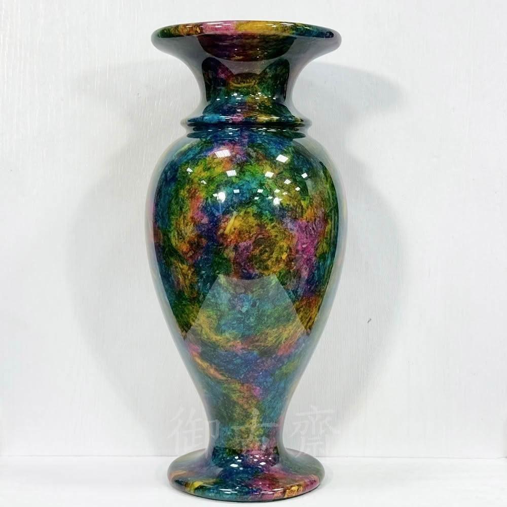 台湾　七彩玉花瓶　【新品】 御古齋】台灣花東一級七彩玉大花瓶花器藝品品相漂亮色彩豔麗工藝品居家