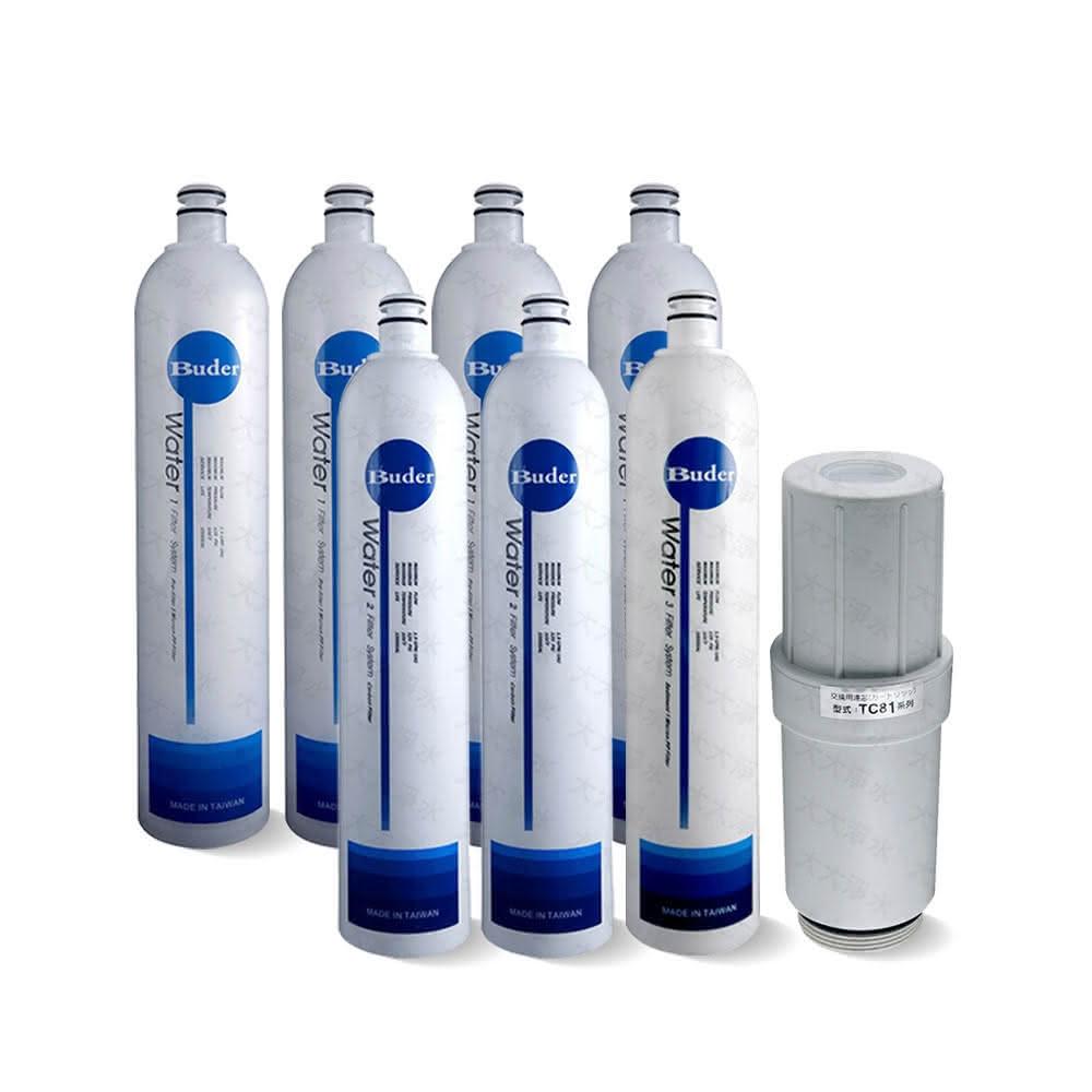 【普德】TC-801電解水濾心搭DC一代快拆RO-1101四支 RO-1201二支 RO-1301一支 年份濾芯組 共8支 (TC801 RO1101 RO1201 RO1301)