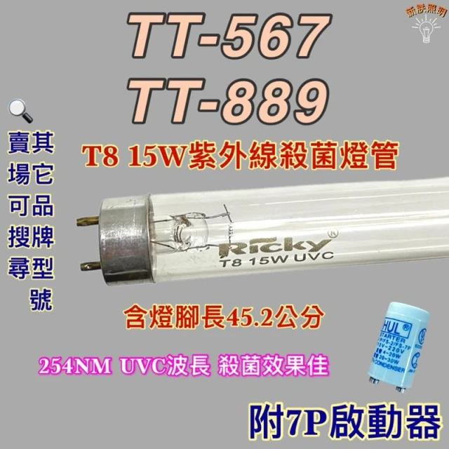 名象烘碗機 適用燈管 T8 15W 殺菌燈管 TT-567 TT-889 紫外線殺菌燈管 UVC波長 254NM