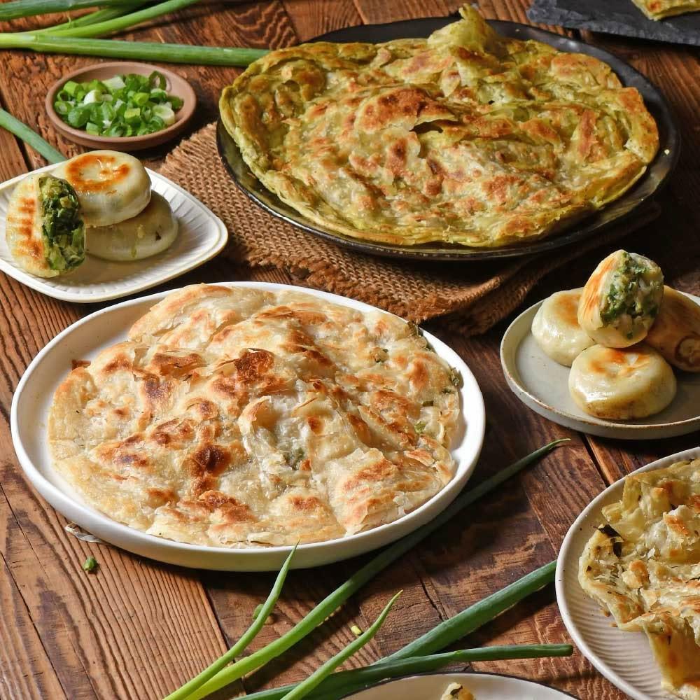 【蔥阿伯】在地蔥餅多口味任選 (九層塔 拔絲 蔥抓餅 韭菜餡餅 蔥肉餡餅 蔬食蔥餅)