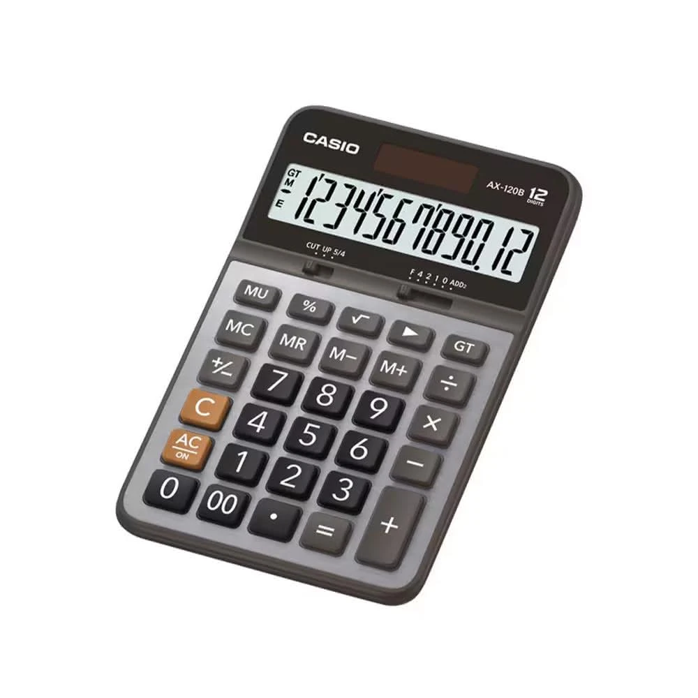 CASIO 卡西歐】桌上型計算機-AX-120B-附保卡太陽能、電池雙電源商用