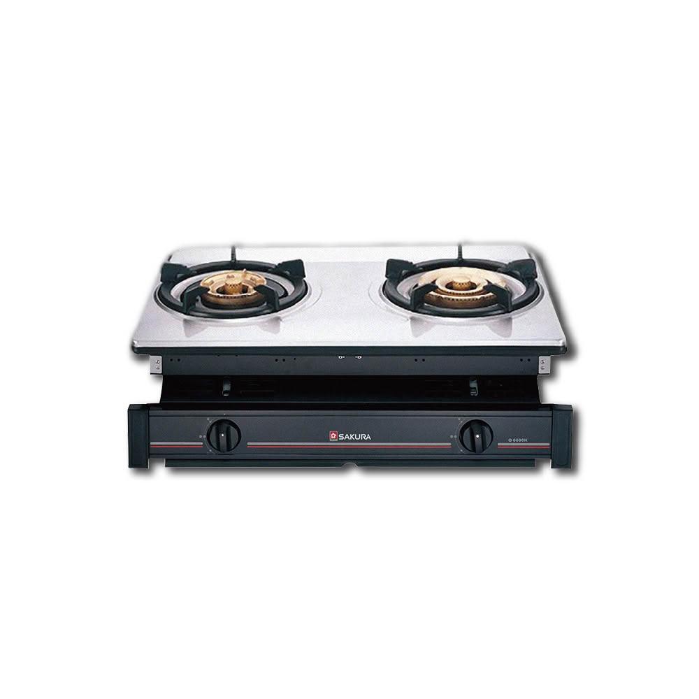 SAKURA櫻花牌 G-6600 瓦斯爐，具備先進自動熄火裝置與省氣燃燒系統，提升烹飪效率與節能表現。強勁火力設計讓煮食更快速，搭配易清潔耐用材質，確保長久使用。透過多項安全認證，提供安心的使用體驗，適合現代家庭日常使用，輕鬆應對炒菜、煮湯等多種烹飪需求。