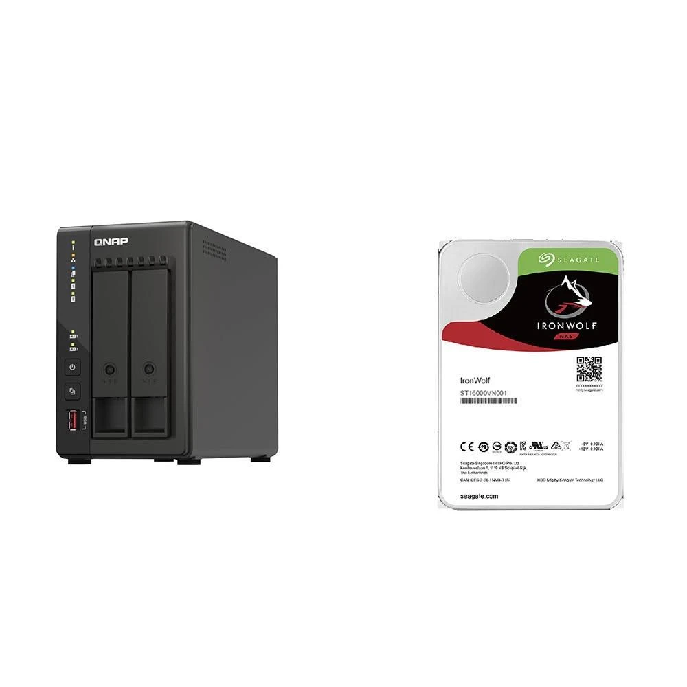 【QNAP 威聯通】〈自MO價〉 TS-253E-8G NAS伺服器+Seagate 那嘶狼 12TB NAS硬碟(X2)