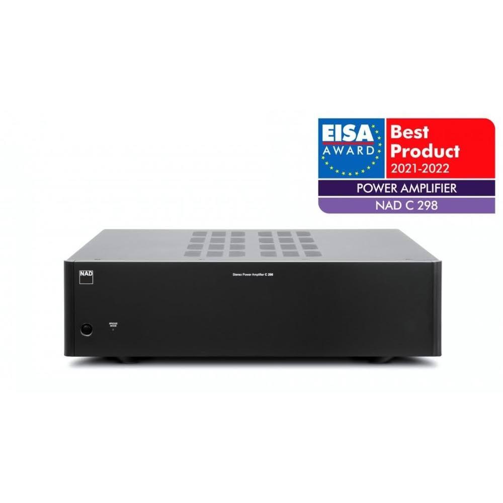 NAD C298 是一款專業級立體聲功率放大器，採用黑色系設計，適合 Hi-Fi 音響愛好者。支援 110~220V 電源供應，無 WiFi 與藍芽功能，專注純粹音質表現。產自中國，提供 1 年保固，完美提升您的立體聲系統效能。