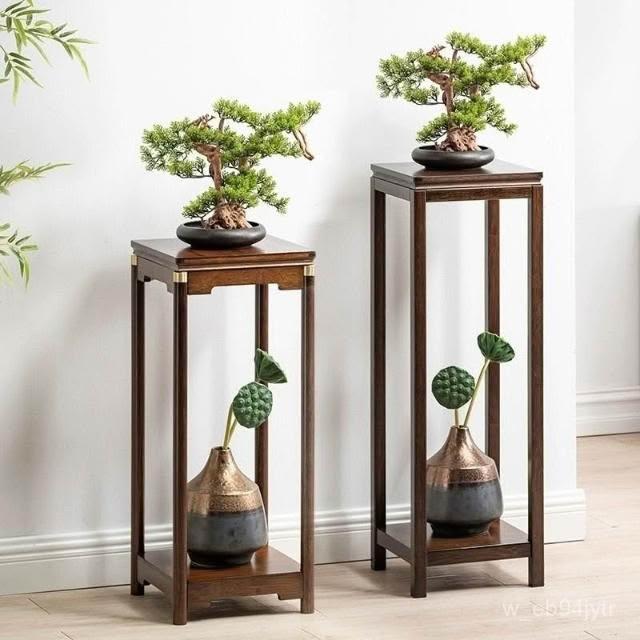 熱銷實木花架植物架盆栽架置物架裝飾架藝品架花瓶架財位桌花臺四方花臺
