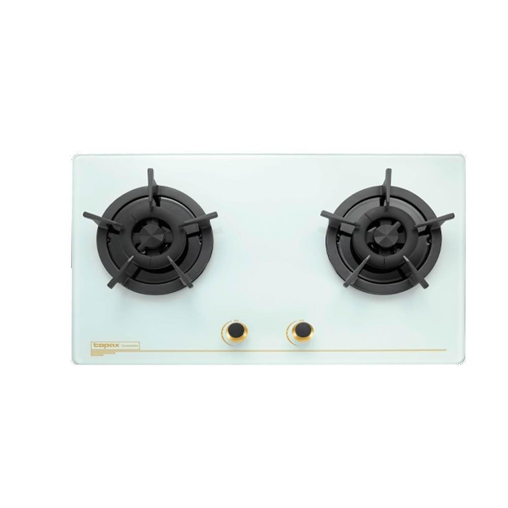  Topax莊頭北 TG-8503 雙口瓦斯爐，採用臺灣製造不鏽鋼爐臺，耐用抗鏽；傳統外擴火焰爐頭，提供均勻加熱；電子連續點火，操作簡便安全。尺寸730×420×130 mm，瓦斯消耗量8~9kW，BSMI認證R51085，享1年保固，標準安裝適用各種廚房需求，提升烹飪效率的優質選擇。 