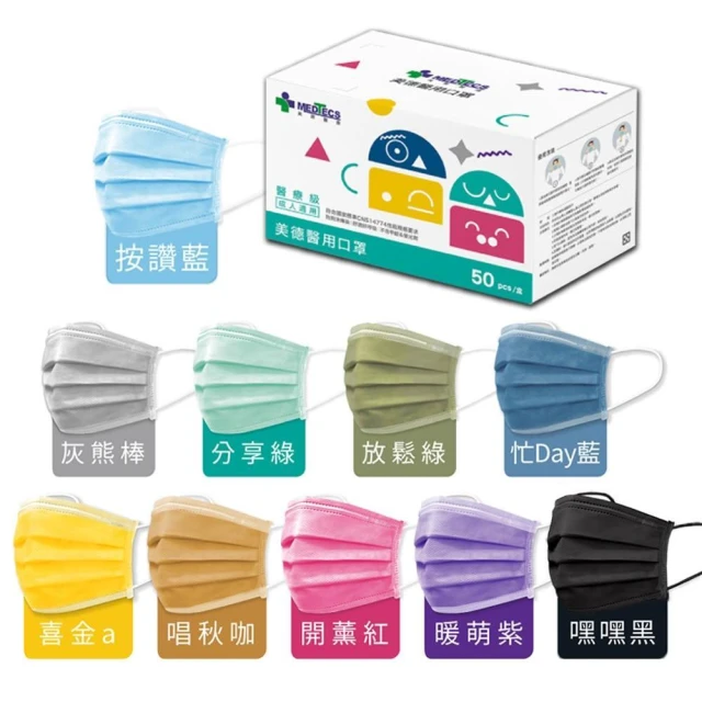 【MEDTECS 美德醫療】成人醫療口罩 50入/盒 (醫用口罩 成人口罩 美德口罩)