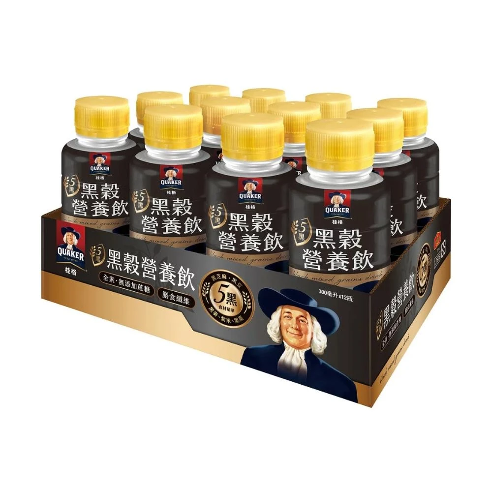 【QUAKER 桂格】即期品-黑穀營養飲 (300毫升 X 12罐)(效期2026/06/21)