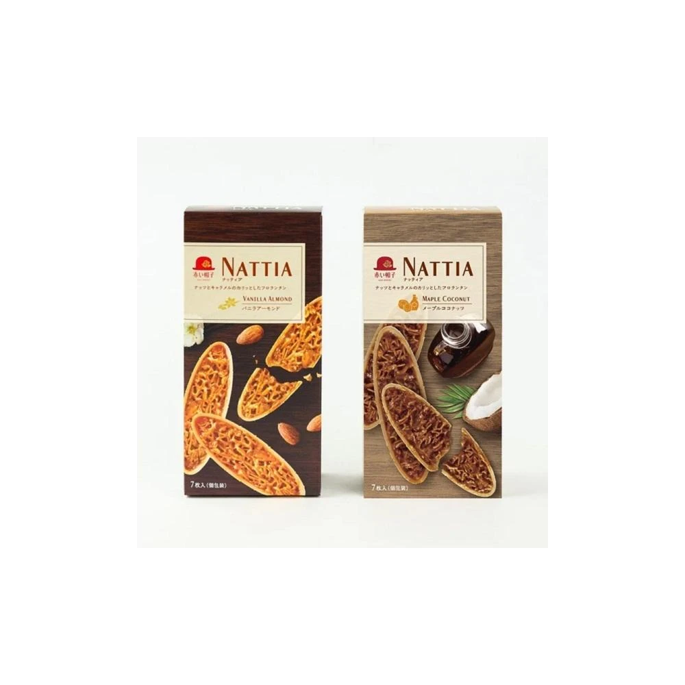 【紅帽子】+爆買日本+高帽子 赤帽子 NATTIA 船型餅乾 7枚入 禮盒 香草杏仁/楓糖椰子 紅帽子 日本伴手禮 日本進口