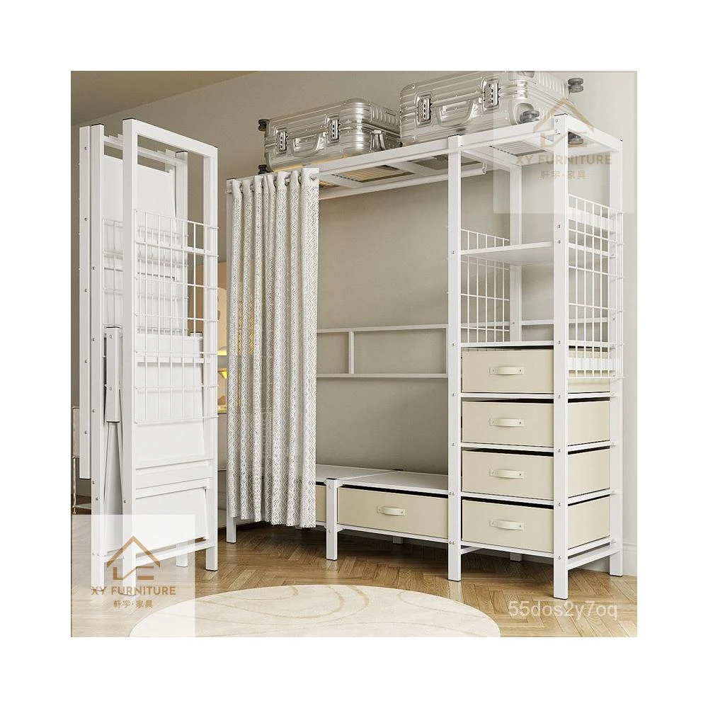 熱銷 房間佈置北歐開放式衣櫥 衣櫃 簡易衣櫃 傢用臥室鋼木組閤衣櫥 室內掛衣架弔衣架衣帽架子收納衣櫃 多功能衣櫃 
