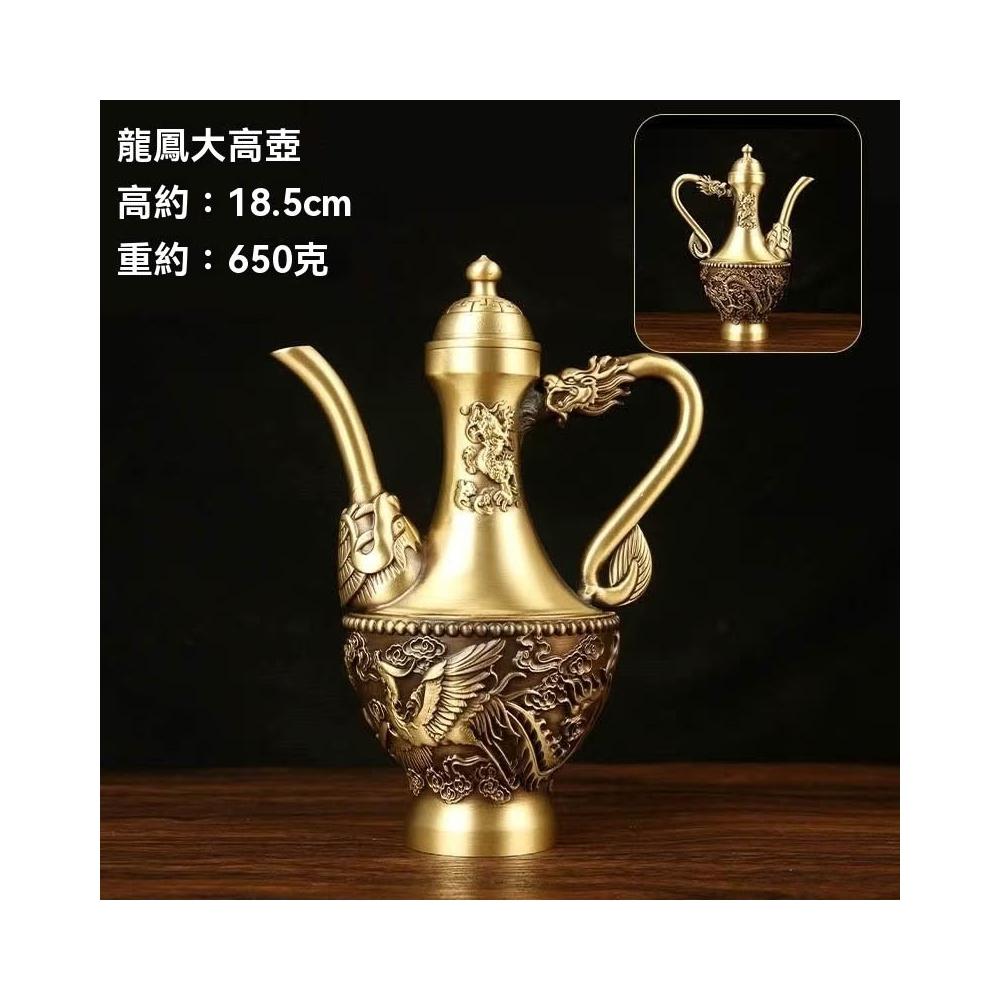 銅器 龍鳳壺 水筒 茶壺 酒壺 工芸品 置物 銅酒壺銅酒杯龍鳳銅茶壺家用供佛拜神酒純銅茶壺酒壺水壺敬水壺淨水壺僊