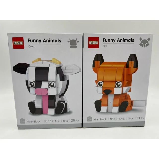 【玩具兄妹】現貨! 動物積木(紙盒裝) 8款動物積木 浣熊  無尾熊 兔子 獅子 狐狸 牛 大象 老虎 兒童玩具積木