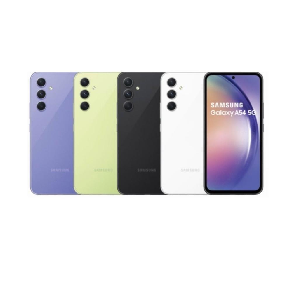 三星 Galaxy A54 紫芋玻璃版 5G 智慧型手機，搭載 6.4 吋 FHD+ AMOLED 螢幕，解析度達 2340x1080，提供細膩視覺體驗。八核心 Exynos 1380 處理器（最高 2.4GHz），搭配 6GB RAM 與 128GB ROM（支援 microSD 擴充），執行 Android 系統，流暢多工不卡頓。後置三鏡頭：5000 萬畫素主鏡頭 + 1200 萬畫素超廣角 + 500 萬畫素微距，前置 3200 萬畫素自拍鏡頭，支援 4K 視訊錄影。5000 mAh 大容量電池，長效續航；支援雙 Nano SIM 卡（5G+5G），全頻 4G LTE 與 Sub-6 5G 頻段，藍芽連線便利。機身尺寸 158.2 x 76.7 x 8.2 mm，重量 202g，輕薄舒手。NCC 認證 CCAB23G0030T2，原廠盒裝含傳輸線與退卡針。適合追求高 CP 值的中階手機使用者，優質拍照與效能一機掌握！
