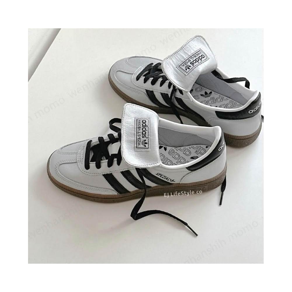 純銀 文鎮 adidas 愛迪達】ADIDAS HANDBALL SPEZIAL 金屬黑銀霧銀銀灰翻蓋鞋舌焦